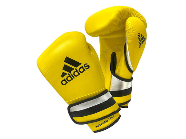 Adidas Boxing Pro Range Adispeed Leather Gloves Velcro Yellow The